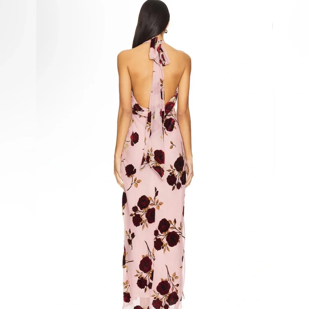 For Love And Lemons Velvet Halter Maxi Dress in Rose - Picture 3 of 3